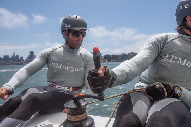 Ben Ainslie at the helm of J.P.Morgan BAR - America’s Cup World Series 2012-13 © Jon Nash / J.P.Morgan BAR